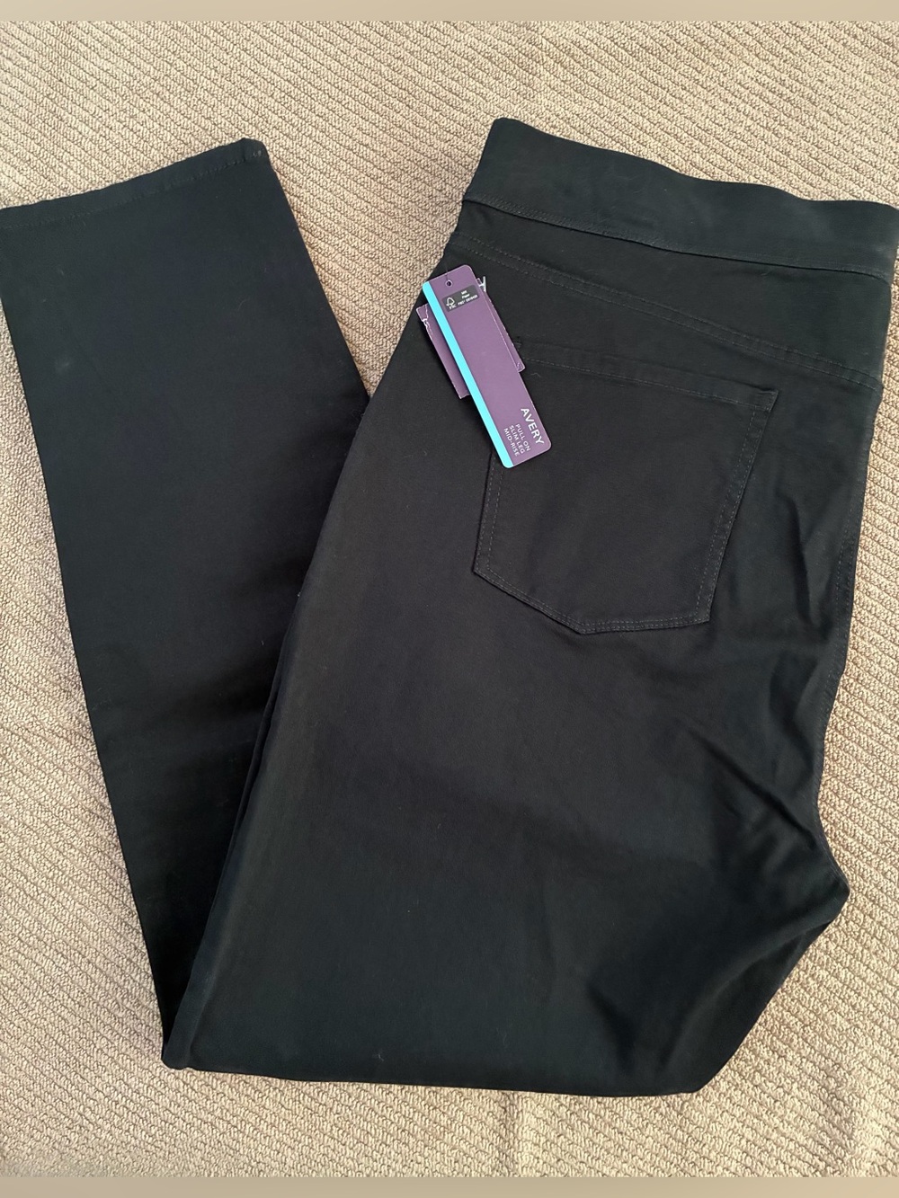 Gloria Vanderbilt Avery Stretch Pull-On Denim Jeans, Black, 18 Average